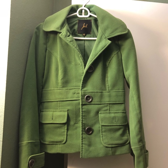 🐚XS Green Pea Coat with Hood ‼️Great condition‼️ - Picture 3 of 8